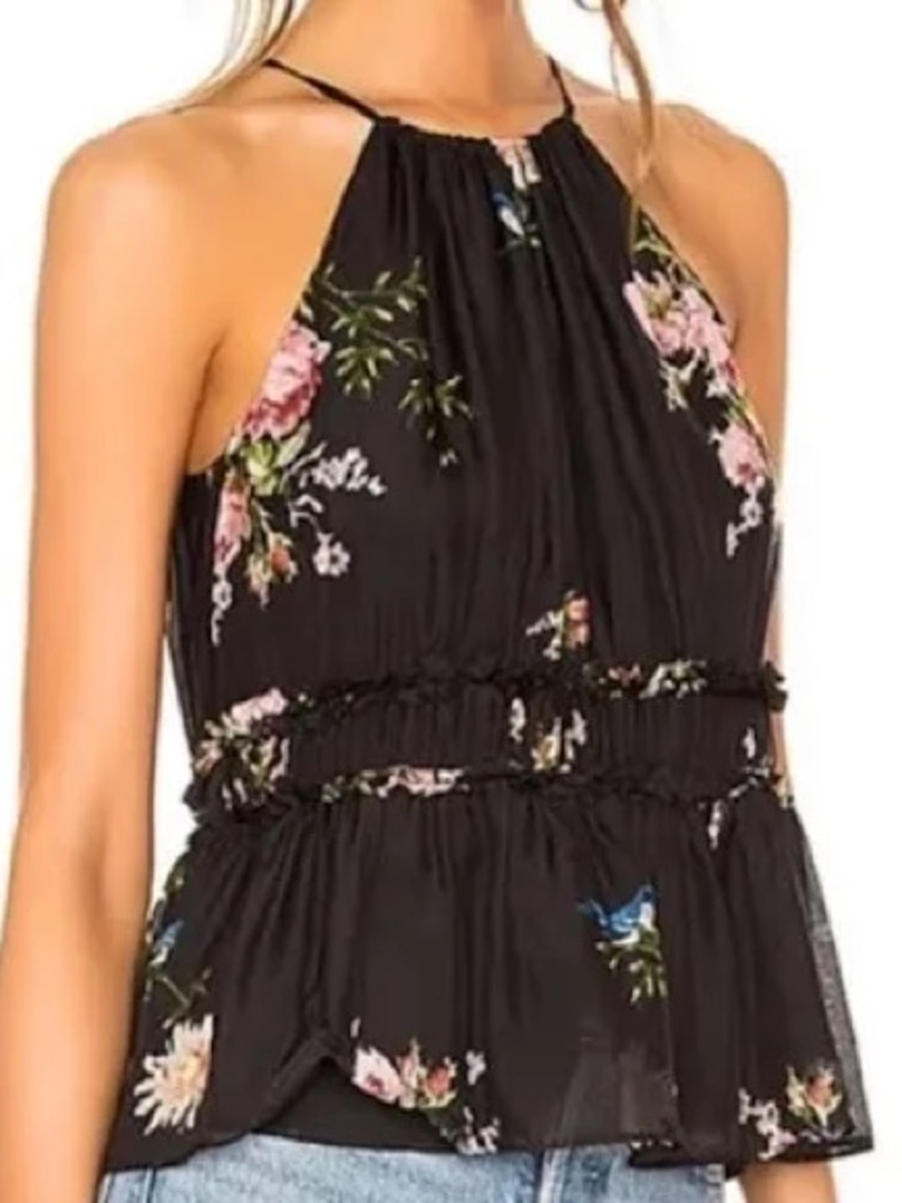 Joie Black Floral Halter Camisole